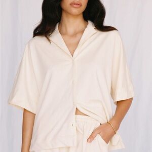 Cream Button Down Shirt for Women